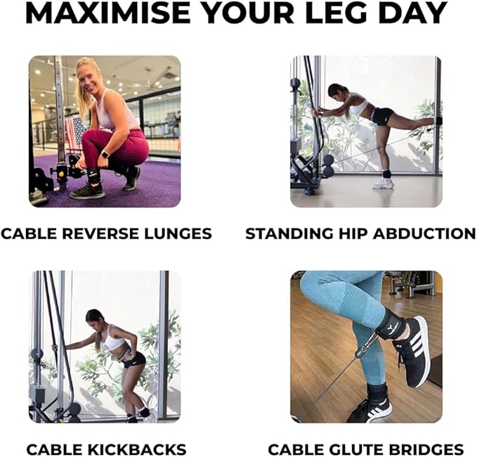 YAGHZU Ankle Straps for Cable Machines Women, Glute Kickback Cable Machine Attachments, Gym Ankle Cuffs, Wrist Cuffs for Workout, Leg Training Accessory, Fitness Gear for Home or Gym