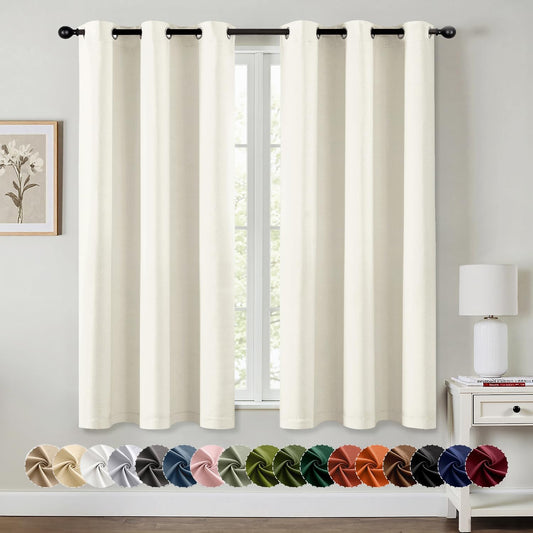 MIULEE Blackout Curtains - Thermal Insulated Room Darkening Drapes, 45-Inch Length, 2 Panels, Cream