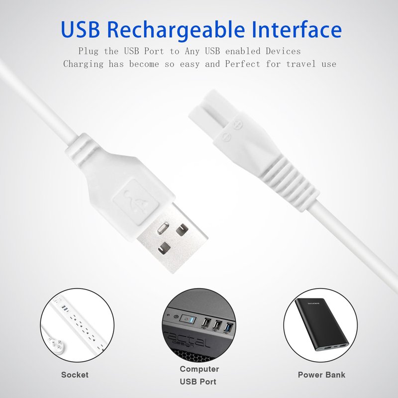 2 PCS Charger Cord Replacement for Pritech Electric Feet Callus Remover Foot Pedicure, USB Power Adapter Charging Cable