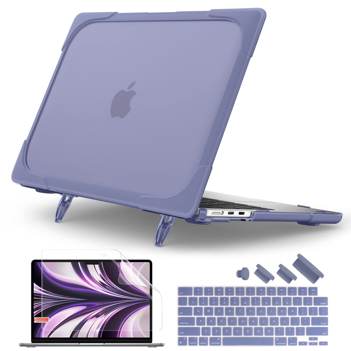 Batianda FlexStand Heavy Duty Case for MacBook Air 13.6 inch, Lavender Grey
