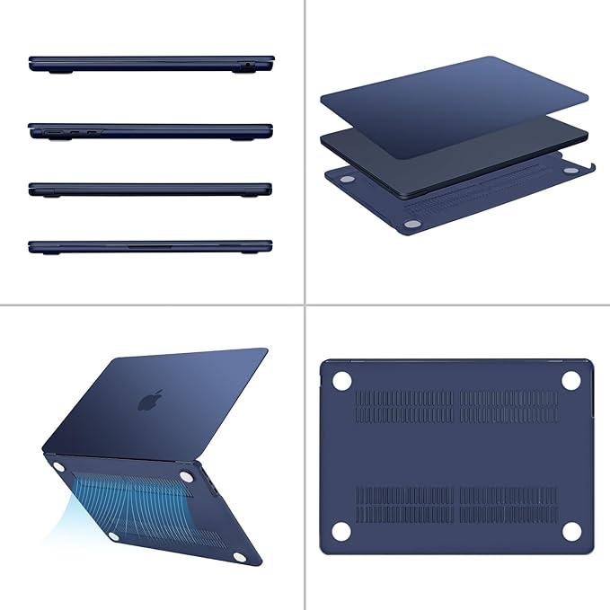 MOSISO Compatible with MacBook Air 13 inch Case M5 2026 M4 2025 M3 M2 2024-2022 A3449 A3240 A3113 A2681, Hard Shell&Keyboard Cover&Screen Film&Type C for MacBook Air 13.6 inch Case, Midnight