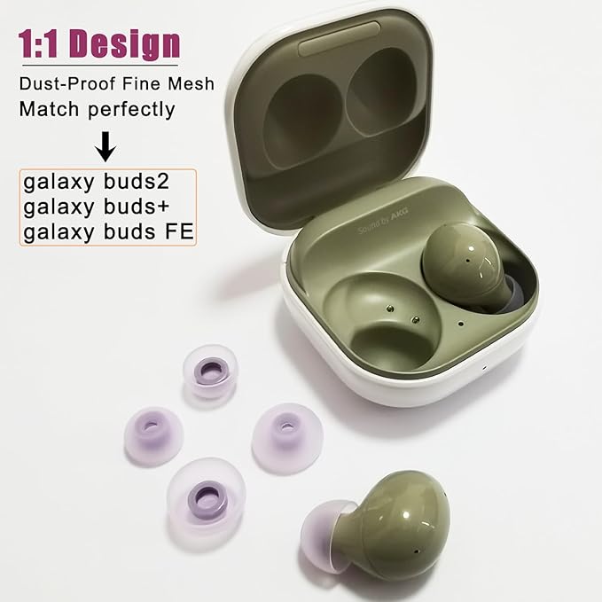 Silicone Ear Tips for Samsung Galaxy Buds 2 / Buds+ / Buds PE, Replacement Earbuds Tips with Filter Screen, Noise Isolation, Soft Comfort Fit, 6 Pairs L/M/S Purple