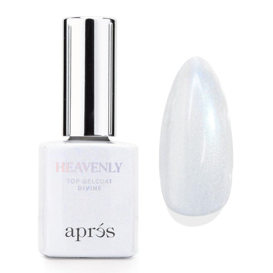 Apres Heavenly Top Gelcoat, 15 ml Non-Wipe Nail Gel Polish Top Coat, Shimmery Long Lasting Topcoat (Divine, 15 ml)