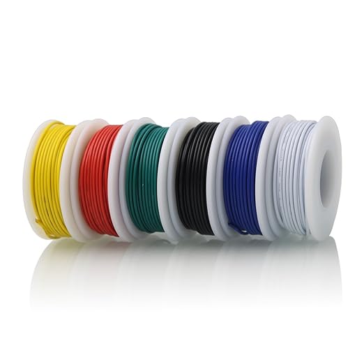 CBAZY Hook up Stranded Wire Kit 20 Gauge 6 Colors 19.6 feet Each Electrical Wire 20 AWG PVC Wire
