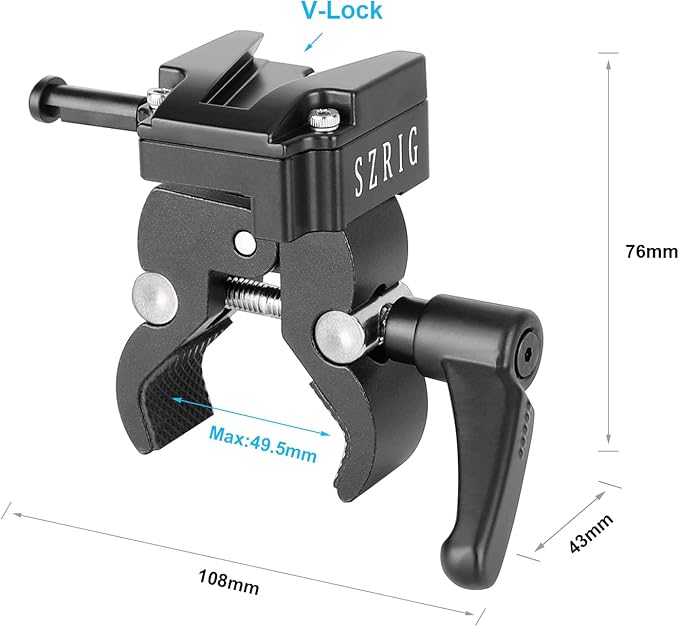 SZRIG Crab Clamp with Universal V-Lock Mount Quick Release Adapter for DSLR Camera Battery Accessory
