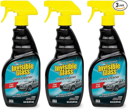 Invisible Glass 92163-3PK Premium Glass Cleaner Spray for Car Windshields and Windows, Automotive and Home Window Cleaner, Streak-Free, Ammonia-Free, Tint-Safe – 16 fl oz (Pack of 3)
