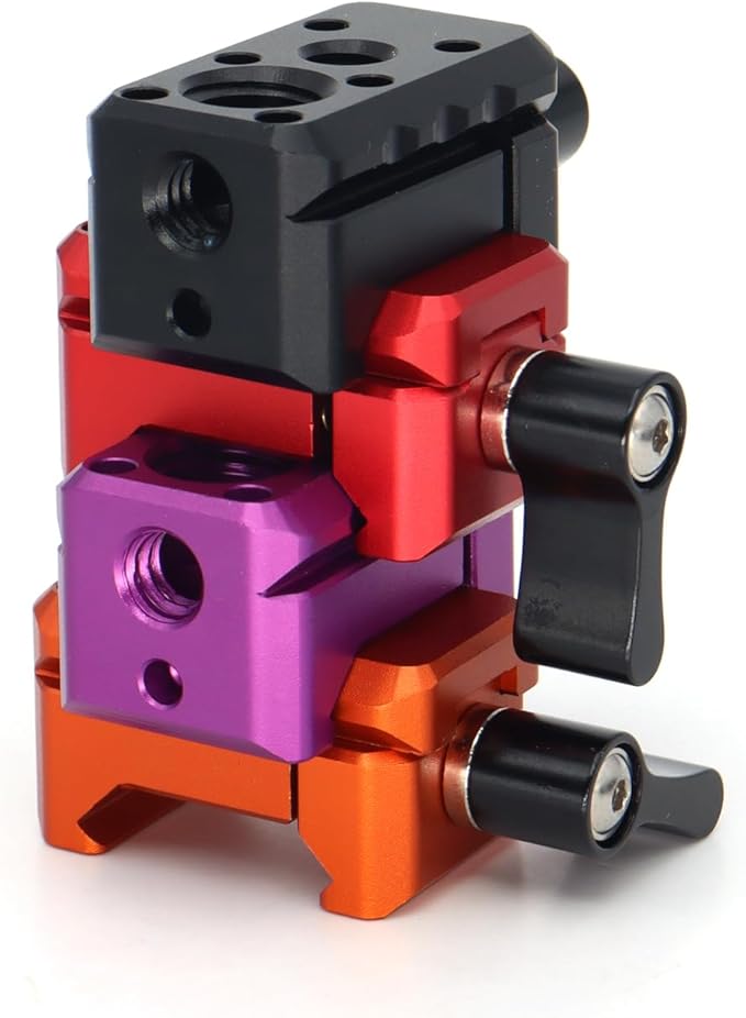 SZJELEN Cold Shoe NATO Clamp Adapter,NATO Rail Lock Clamp Mount Quick Release with 1/4" 3/8" ARRI Thread for Camera Cage Handle Monitor LED Light Microphone Magic Arm (Orange)