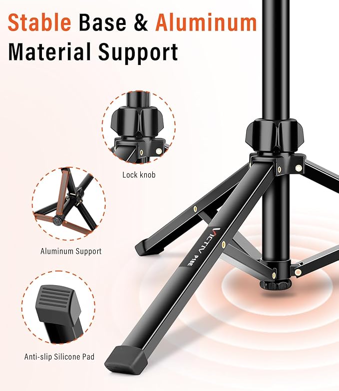 Phone Tripod, 86" Tall Tripod Stand with Gooseneck and Remote, Suitable for Recording Fitness Vlog Watching Cooking, Compatible with Smartphone, Camera, 1 Pcs