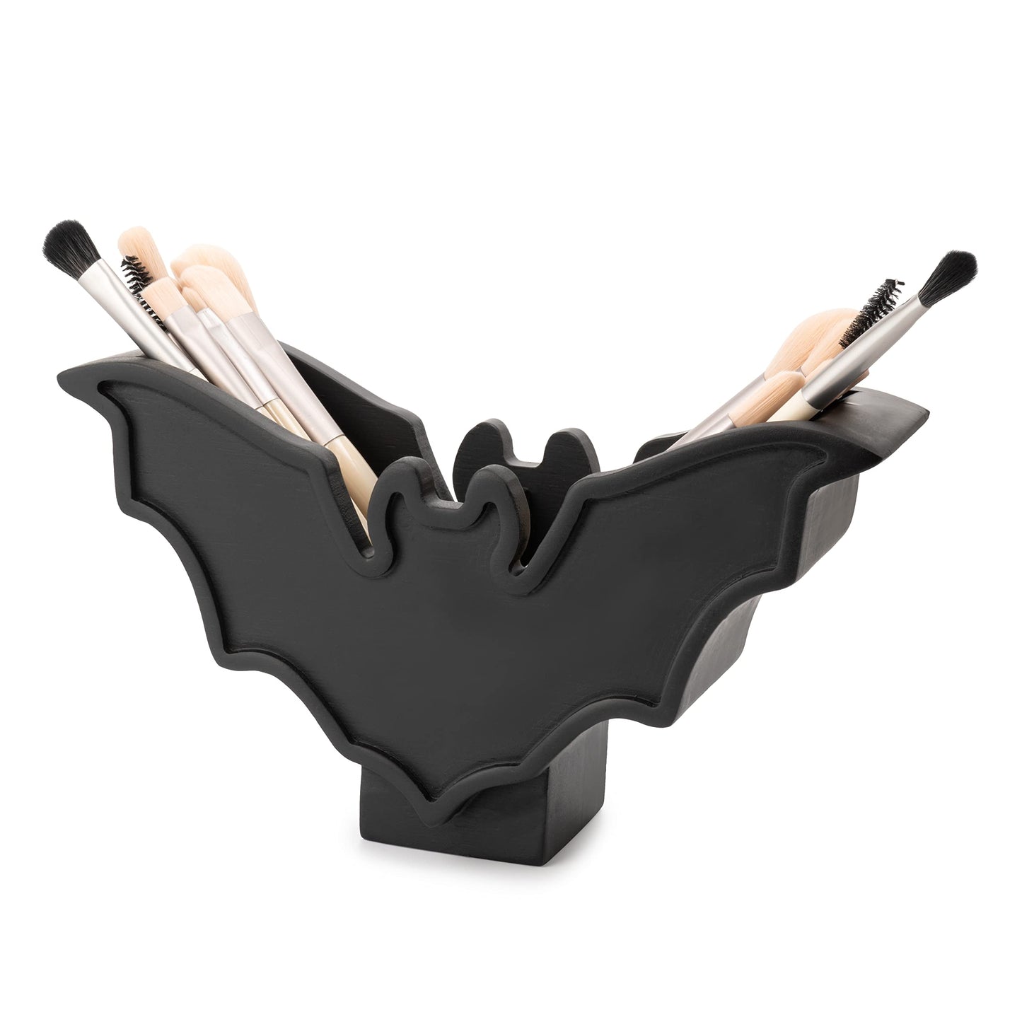 GUTE Bat Makeup Brush Holder - 7" L x 5" H - Vanity Desk & Office Organizer - Pen & Brush Holder, Goth Decor