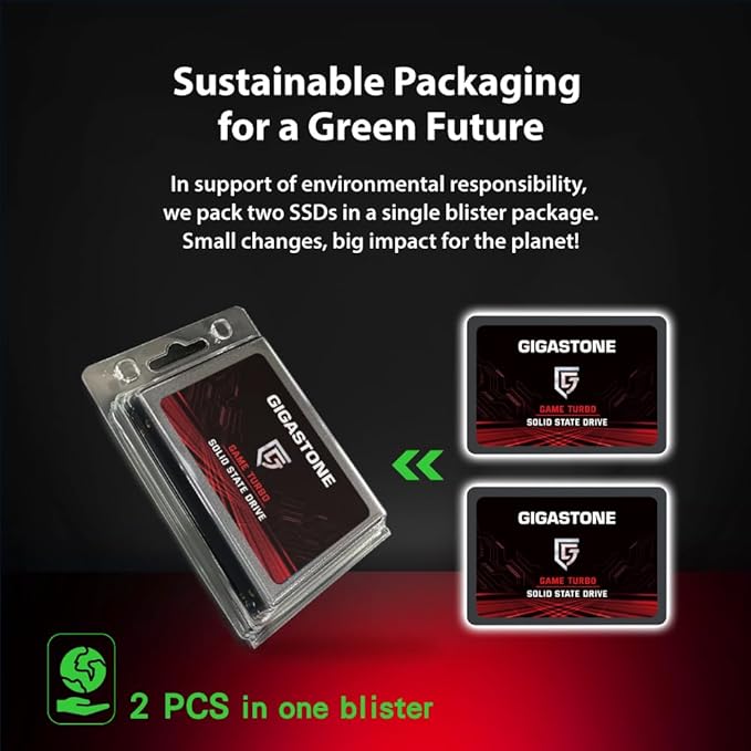 Gigastone 128GB Game Turbo SSD (2-Pack) Up to 500MB/s with SLC Caching Gaming/PC/Desktop/Laptop Upgrade SSD 5-Year Warranty 2.5" SATA Internal Disk Solid State Drives 2.5 inches SATA 3.0 Disk