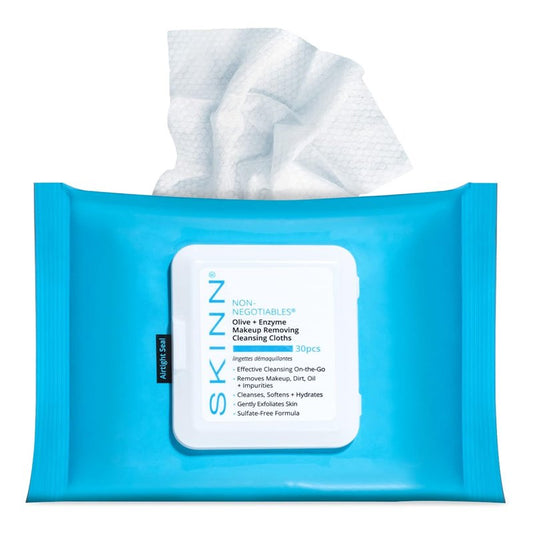 SKINN Facial Cleansing Wipes - Hydrating Makeup Remover for Waterproof Mascara | Gentle Exfoliating Towelettes