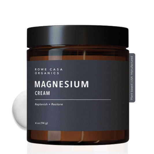 Rowe Casa Organics Natural Magnesium Cream with Raw Shea Butter and Pure Essential Oils – Hydrating & Nourishing Topical Magnesium Body Lotion for Skin Conditioning – 4 Fl Oz
