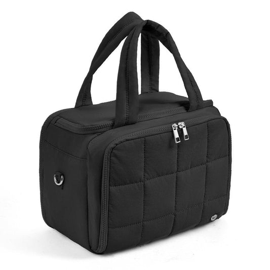 WESTBRONCO Small Toiletry Bag for Women with Jewelry Organizer, Lightweight Large Travel Toiletry Bag, Puffy Quilted Makeup Bag Organizer for Accessories, Essentials, Cosmetics, Toiletries