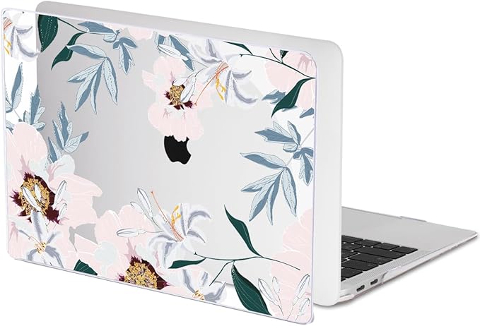 LCMOCICO Compatible with MacBook Air 13 inch Case 2021 2020 2019 2018 M1 A2337 A2179 A1932 with Retina Display & Touch ID, Pattern Plastic Hard Shell Case Keyboard Skin Cover, Pink Peonies & Lilies
