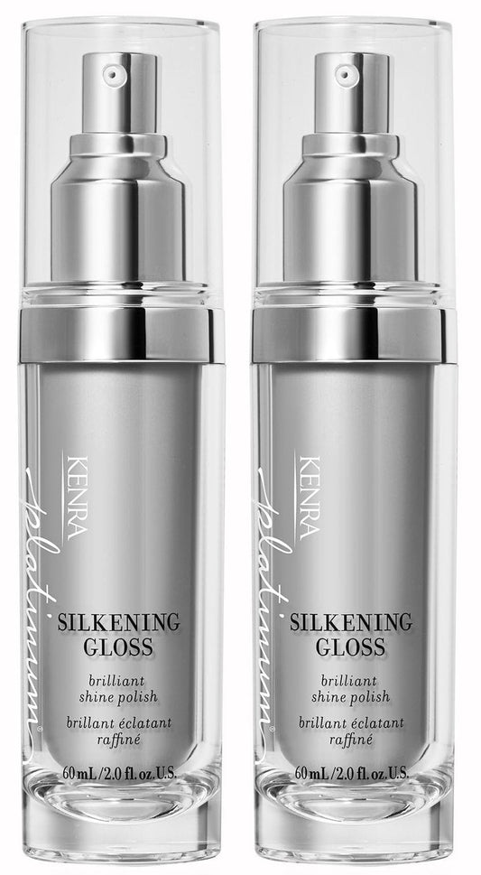 Kenra Platinum Silkening Gloss |Brilliant Shine Polish |Tames Frizz & Smooths Flyaways |Lightweight Formula |Protects Against Humidity |Smooths Dry Ends |Medium To Coarse Hair | 2 fl. oz. (2-Pack)