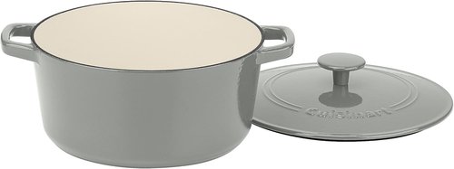 Cuisinart Enameled Cast Iron Round Casserole - 5-Quart in Tea Grey for Perfect Cooking