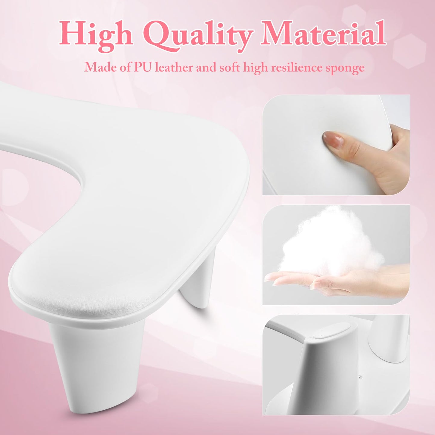 Manicure Nail Arm Rest for Clients, U shaped Nail Hand Rest Stand for Nails Tech, Professional PU Leather Nail Tech Arm Rest with Detachable Nail Holder Cushion for Nail Foot Hand Salon Home Use