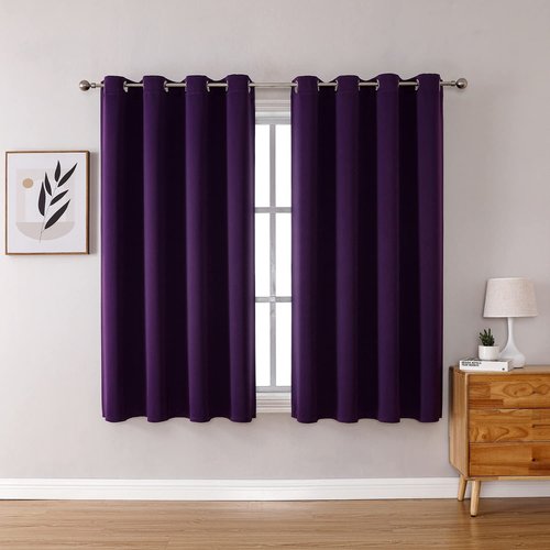 ChrisDowa Grommet Blackout Curtains for Bedroom and Living Room - 2 Panels Set Thermal Insulated Room Darkening Curtains (Royal Purple, 52W x 54L)