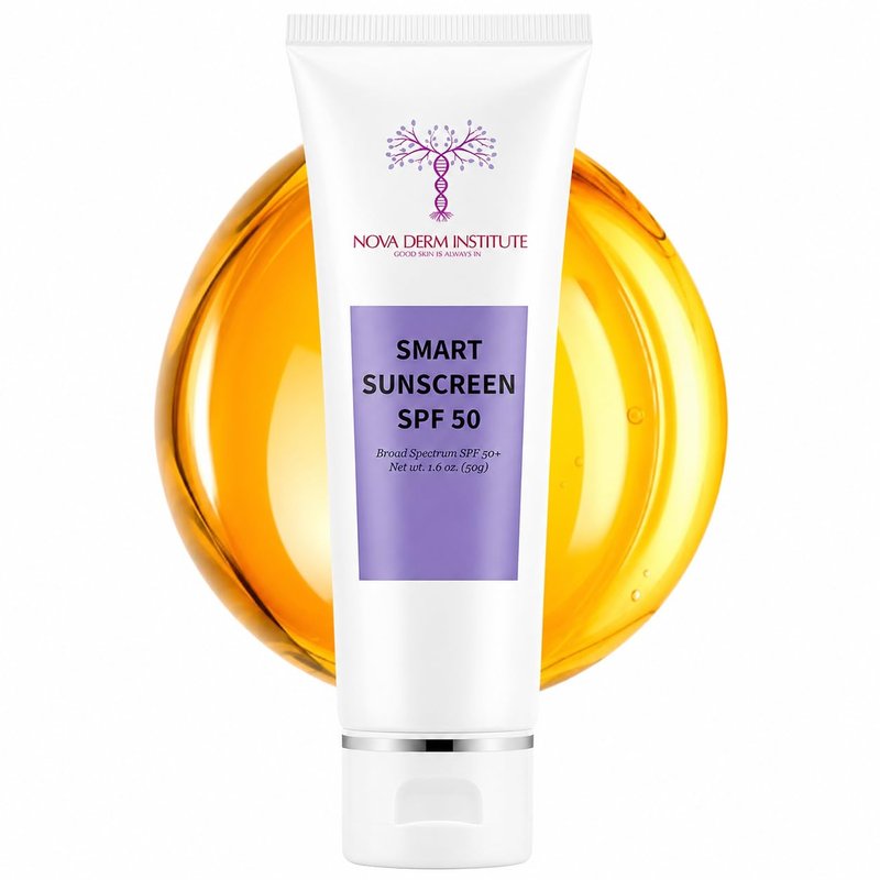 Nova Derm Smart Sunscreen SPF 50 - Clear Invisible Gel, Non-Comedogenic, Oil-Free | For All Skin Types (1 fl oz)