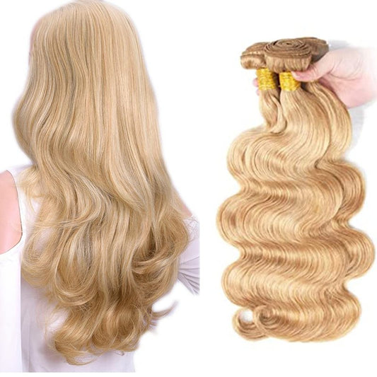 P27/613 Highlight Body Wave Bundle Blonde Human Hair 3 Bundles Brazilian Unprocessed Virgin Hair Extensions For Women Piano Color 8 10 12 Inch