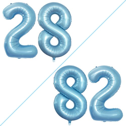 GOER Jumbo Number 28 Balloons - 42 Inch Helium Foil for 28th Birthday Party Decorations | Light Blue