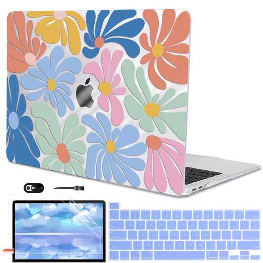 LCMOCICO for MacBook Pro 13 inch Case 2022 2021 2020-2016 A2338 M2/M1 A2251 A2289 A2159 A1989 A1706 with Touch ID, Plastic Hard Shell Case Keyboard Skin Screen Film Webcam Cover, Colorful Flowers