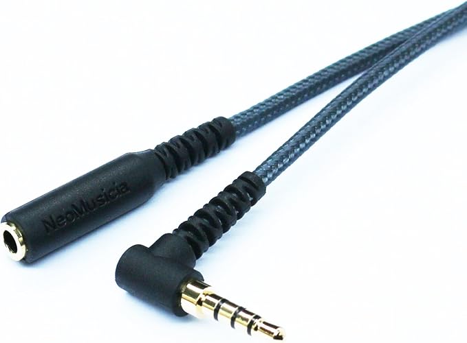 KetDirect 20cm(0.6ft) Right angle 4 pole 3.5mm 1/8 inch male to 4 pole 3.5mm 1/8 inch Female Stereo Audio headphone earphone Extension Cable adapter Cord Tangle-Free Braided wire