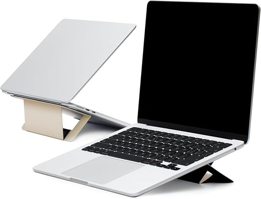 MOFT Laptop Stand for Desk, Adhesive Airflow Laptop Cooling Stand for Heat Dissipation with 2 Adjustable Viewing Angles,Foldable & Portable Computer Stand Compatible with Laptops 11"-16",Earthen Beige