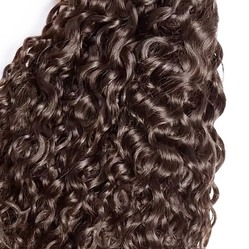 Human Hair Bundles 24 Inch Water Wave Single Bundle #4 Chocolate Brown Human Hair Unprocessed Native Virgin Hair 100g Total 1 Extension Wet and Wavy Human Hair Extensions for Women