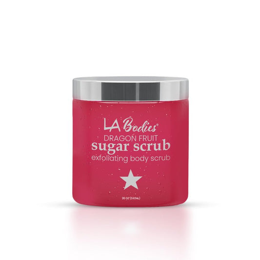 LA Bodies Sugar Scrub Exfoliating with Dragon Fruit and Other Natural Ingredients for Body Scrub and Foot Scrub - Soft Scrub for Nourishing Essential Skin Care, 20 oz (592 mL), Made in USA