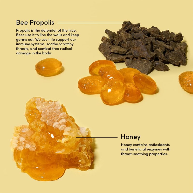 Beekeeper's Naturals Soothing Honey Cough Drops - Immune Support with Vitamin D, Zinc and Propolis Throat Soothing Lozenges, 24 Ct