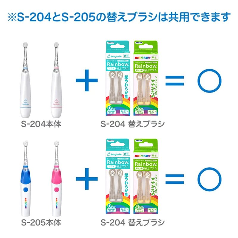 BabySmile Replacement Brush Heads (Made in Japan) for Kids Sonic Electric Toothbrush, 2 Counts (Ultra Soft, for Ages 0-2 Years)