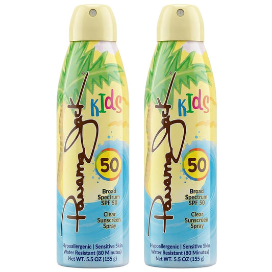 Panama Jack Kids Sunscreen Spray - SPF 50, Broad Spectrum UVA/UVB Protection, Hypo-Allergenic, PABA, Paraben, Gluten & Cruelty Free, Water Resistant (80 Minutes), 5.5 OZ (Pack of 2)