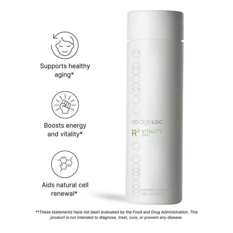ageLOC Nu Skin R² Vitality - Day | Antioxidant Supplement with Resveratrol & Alpha-Lipoic Acid | Supports Energy, Metabolic Processes, & General Wellness | 180 Capsules