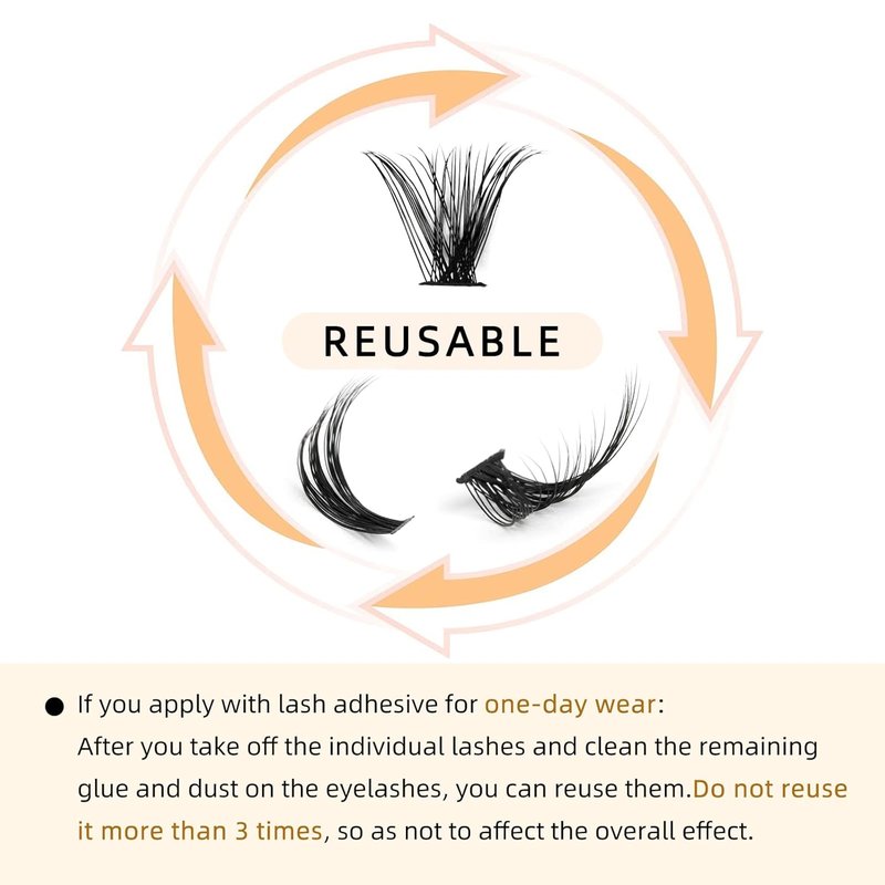 QUEWEL Cluster Lashes - 240 Pcs Individual 40D 0.07D Curl Mix 8-14mm Soft & Natural Eyelash Extensions for DIY Home Use