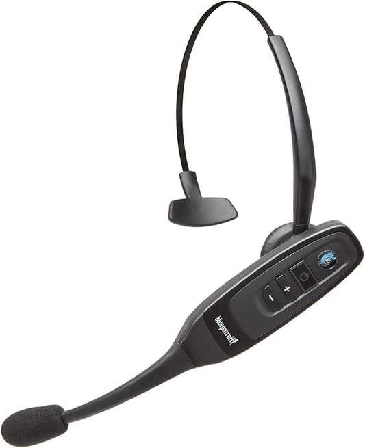 BlueParrott C400-XT Mono Bluetooth Wireless Headphones 96% Noise Canceling Trucker Headset with Mic, Convertible Over Head to Behind Neck Style with 300 ft. Wireless Range, 24 hrs. Talk Time, Black
