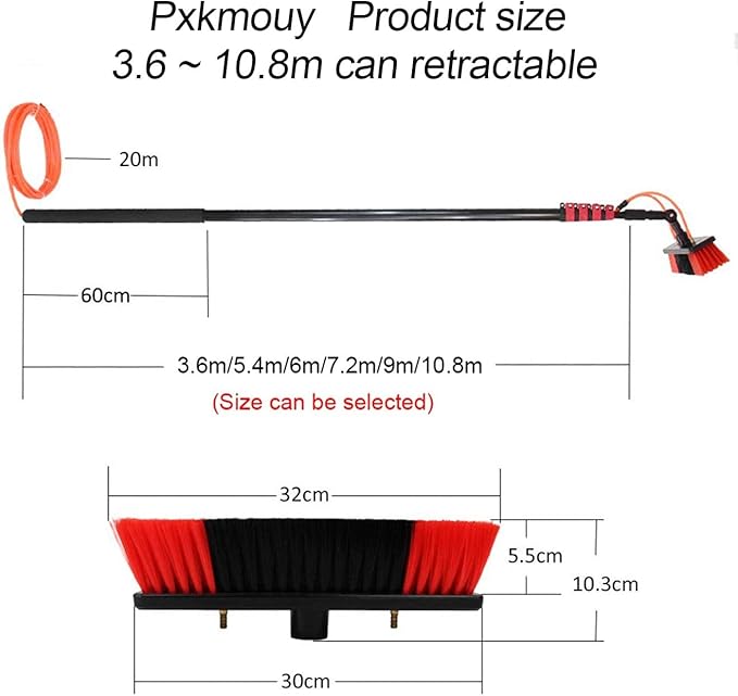 24ft Telescopic Window Cleaner - Water Fed Extendable Brush for Conservatory Roof Cleaning - Complete Window Cleaning Kit with Telescopic Pole & Roof Cleaning Tools