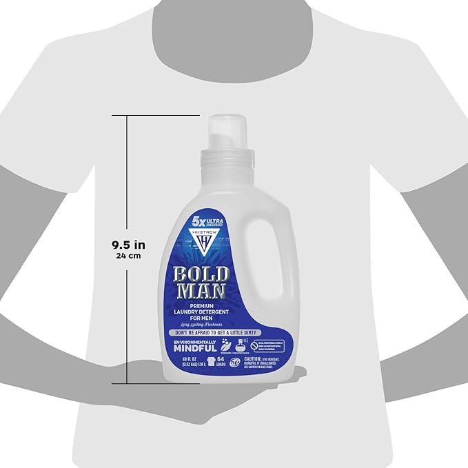 Hiketron Bold Man Liquid Laundry Detergent, 5x Ultra Concentrated, Tough Stains Remover Washing Detergent, Long Lasting Masculine Scent (40 Fl Oz, Pack of 1)