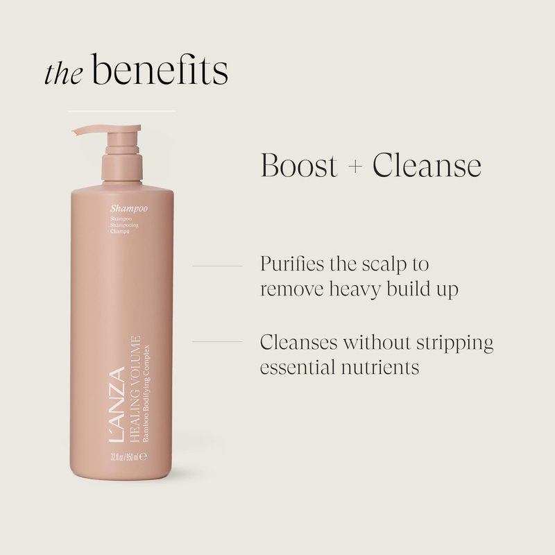 L'ANZA Healing Volume Thickening Shampoo, Boosts Shine, Volume, and Thickness for Fine and Flat Hair, Rich with Bamboo Bodifying Complex and Keratin (33.79 Fl Oz)
