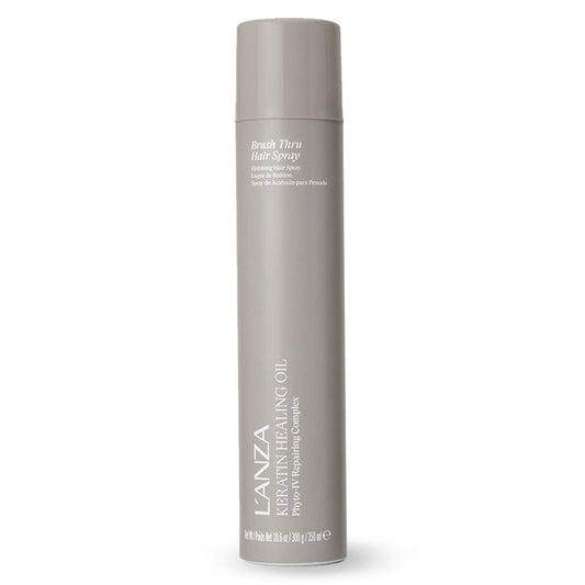 L'ANZA Keratin Healing Oil Brush Thru Hair Spray Medium Hold Hairspray, Brushable Control, Anti-Humidity, Adds Shine, Heat & UV Protection, Color Safe Anti-Humidity, Sulfate Free (10.6 Fl Oz)