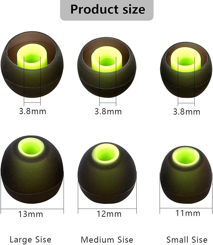 MMYQXI Replacement Earbud Tips Silicone Ear Tips Fit for in-Ear Headphones (Inner Hole 3.8mm -5.1mm) Earbud Replacement Tips 9 Pairs