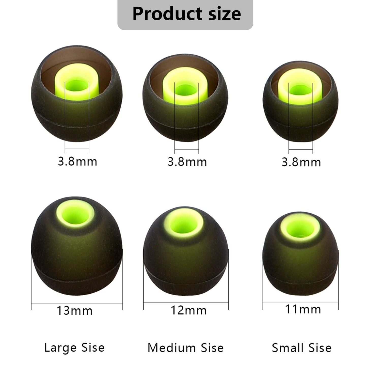 MMYQXI Replacement Earbud Tips Silicone Ear Tips Fit for in-Ear Headphones (Inner Hole 3.8mm -5.1mm) Earbud Replacement Tips 9 Pairs
