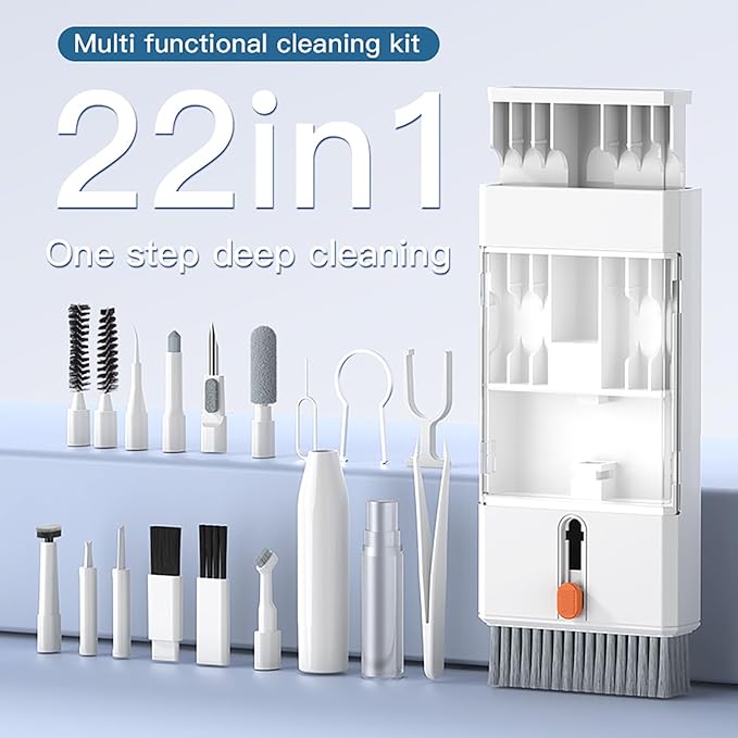Lanrxs 22 in 1 Precision Cleaning Kit – Professional Electronic Cleaning kit Cleaning Tools for Phone, airPods Headset, Keyboards, Cameras, Laptop & More