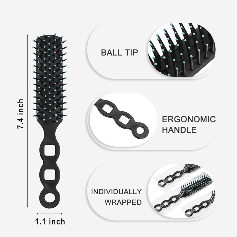 50 Pack Hair Brushes in Bulk for Homeless, Hair Brush Bulk Soft Bristles Brush for Curly Wavy Hair Blow Drying Styling Detangling Suitable for Shelter, Hotel(Black)