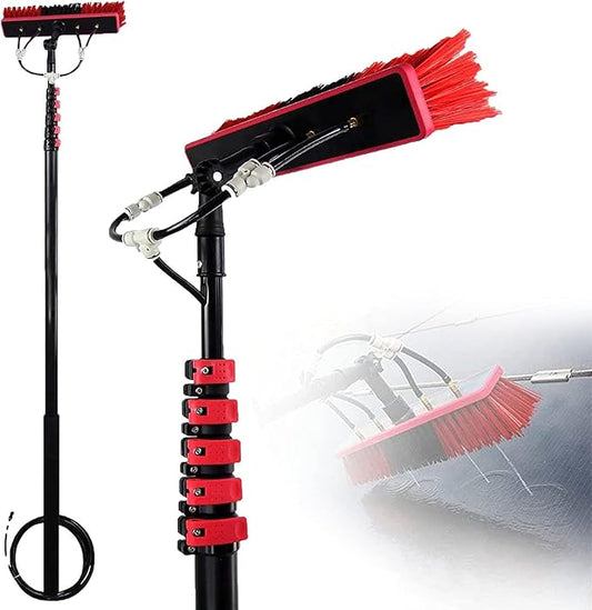 Window Cleaning Pole, Water Fed Telescopic Window Cleaning Brush, Extendable Cleaner Roof Cleaning Tools Window Cleaner Kit for Photovoltaic Panel, Trucks, Bus, Cars,12ft/3.6m-35cmBrushhead