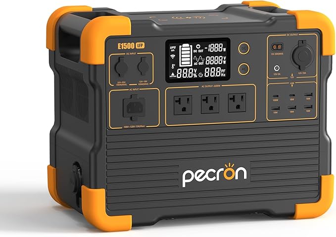 PECRON Portable Power Station, E1500LFP Solar Generator 1536Wh, 2200W AC Output LiFePO4 Battery Backup, Fast Charging Power Station for Home use, RV, and Outdoor Camping