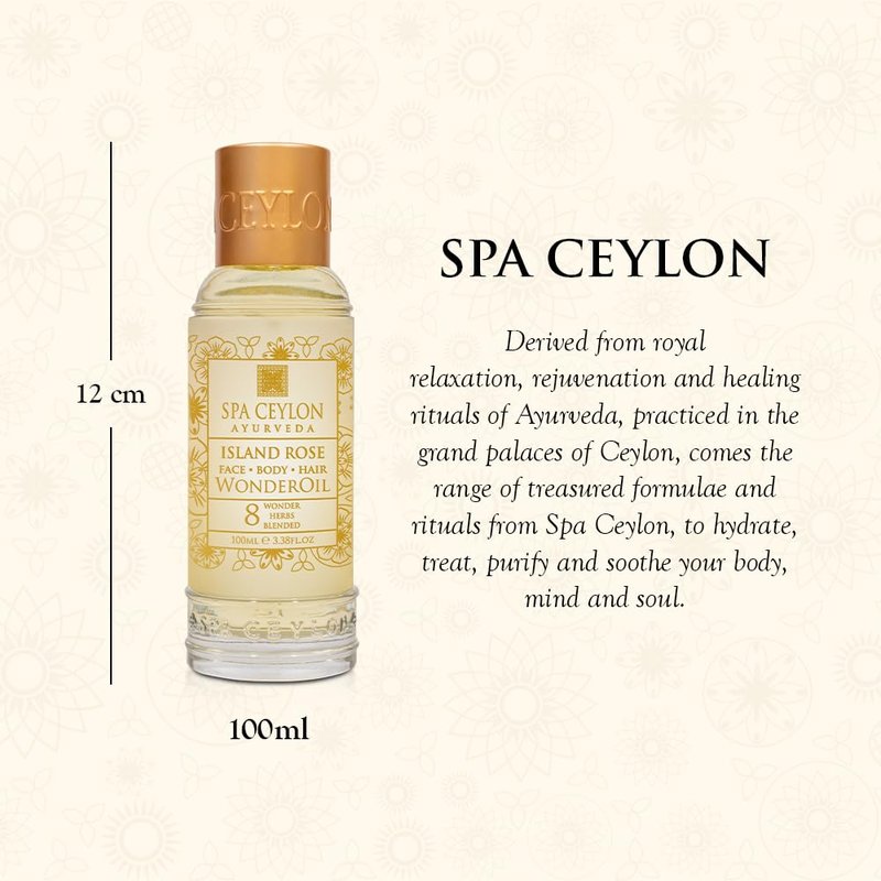 SPA CEYLON Wonder Oil Island Rose, Luxurious Moisturizing Body Oil with Ayurvedic Herbs for Skin & Hair, Non-Greasy Organic Formula, Vegan & Paraben-Free, 100 ml