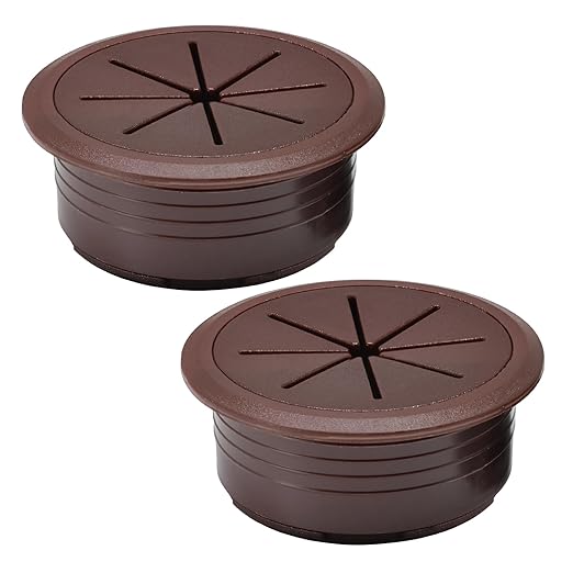 EASYEAH 2 Pcs Desk Grommet 2"/50 mm, Desk Hole Cover for Cables, Cable Grommet ABS Plastic, Desk Hole Grommet for Home & Office Pc, Detachable Cable Cord Organizer,Coffee