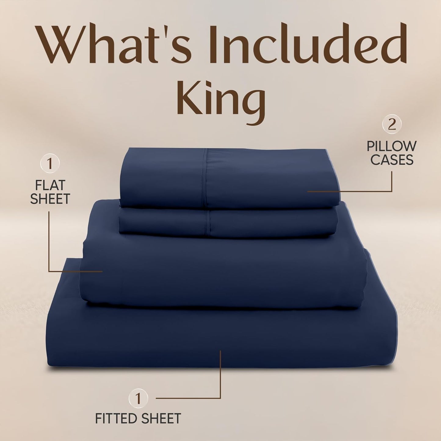 Utopia Bedding King Size Sheet Set - Soft, Breathable Microfiber | 4-Piece Navy Blue Bed Sheets