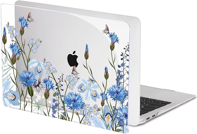 LCMOCICO for MacBook Pro 13 Inch Case 2022 M2 2020 2021 A2338 M1 A2251 A2289 with Touch Bar & Touch ID, Plastic Hard Case Keyboard Cover Screen Protector Webcam Cover Brush, Tropical Blue Flowers